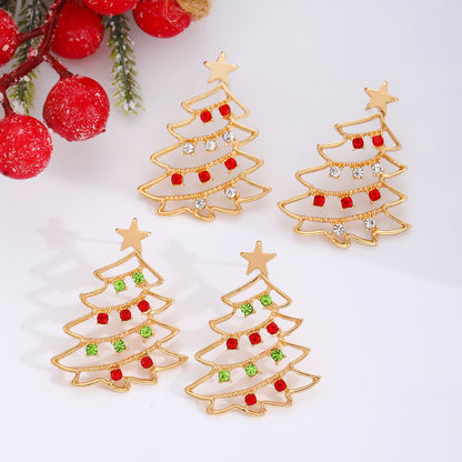 Colorful Zircon Christmas Tree Earrings | LUXETHREAD