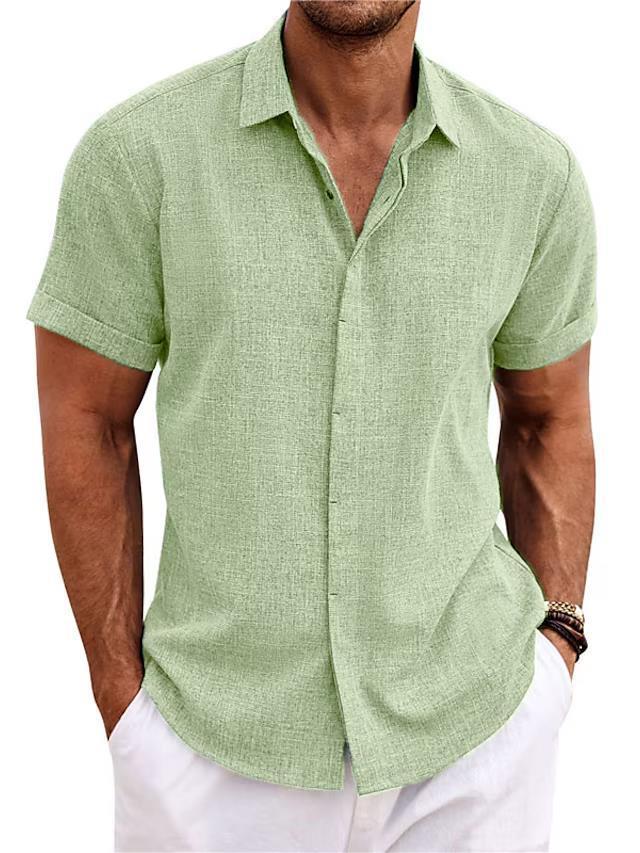 Men's Solid Color Loose Linen Short-sleeved T-shirt | LUXETHREAD 