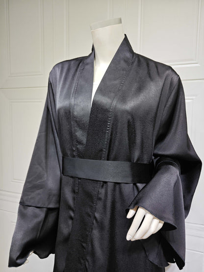 Muslim Fashion Solid Color Robe Abaya Outer Wear Cardigan | LUXETHREAD 