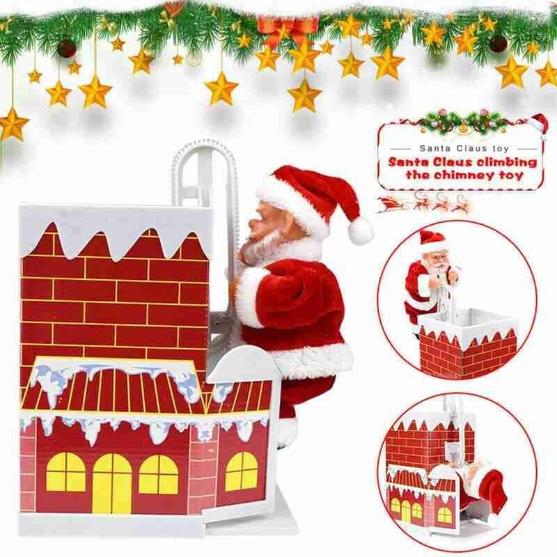 Electric Climbing Chimney Santa Claus Christmas Decoration Figurine Ornament Family New Year Party Santa Claus New Year Gift | LUXETHREAD