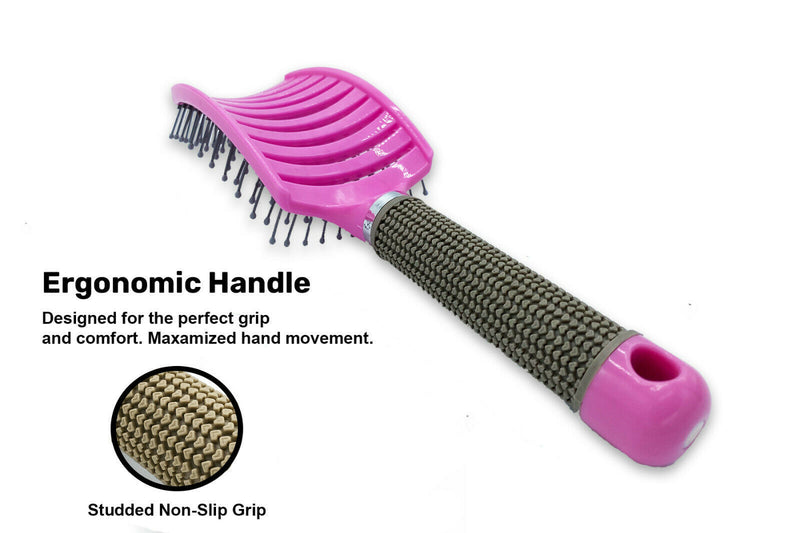 Hair Scalp Massage Brush Anti Static Curved Vented Styling Detangling | LUXETHREAD