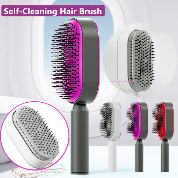 Self Cleaning Hair Brush For Women One-key Cleaning Hair Loss Airbag Massage Scalp Comb Anti-Static Hairbrush | LUXETHREAD 