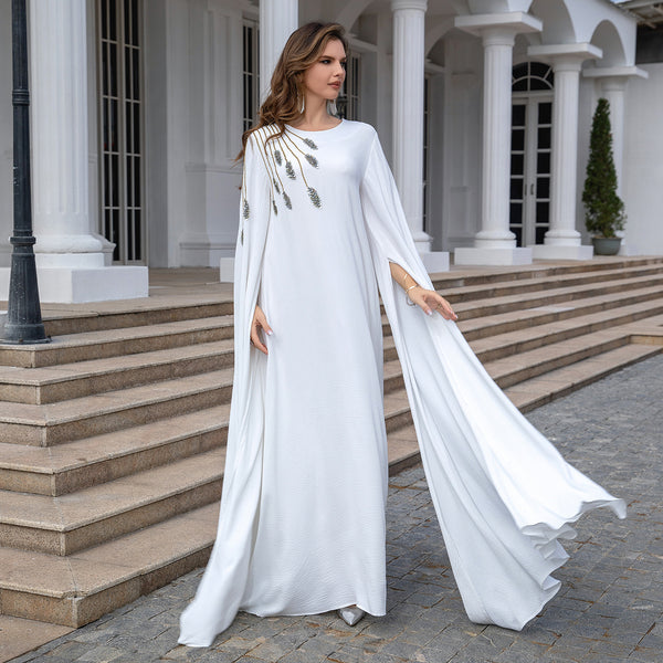 Muslim Robe Abaya Embroidered Women's Robe Evening Gown | LUXETHREAD 
