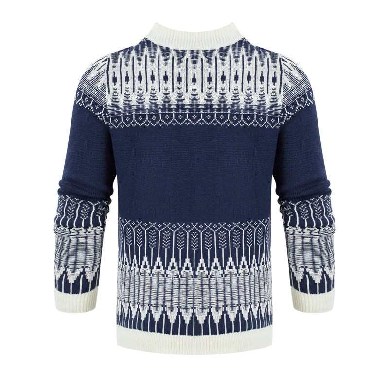 Men's Crewneck Pullover Sweater Unisex Fair Isle Long Sleeve Knitted Sweater | LUXETHREAD