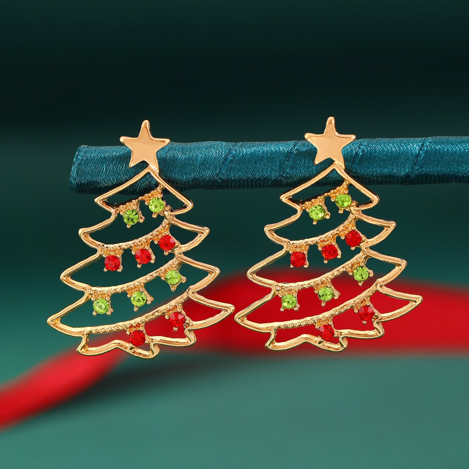 Colorful Zircon Christmas Tree Earrings | LUXETHREAD