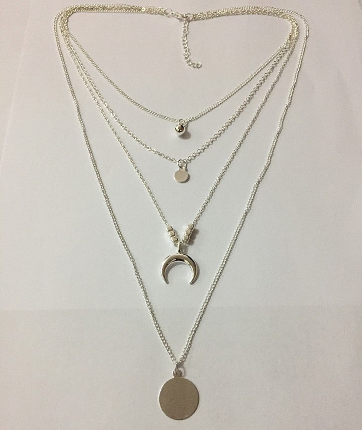 Fashionable Personality New Multi-layer Moon Disc Pendant | LUXETHREAD