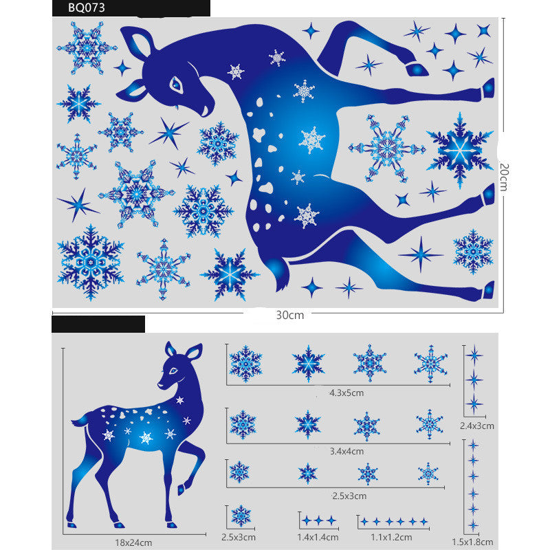 Christmas Elk Snowflake Sticker Decoration Glass Window Kids Room Christmas Wall Stickers Home Decals Decoration | LUXETHREAD