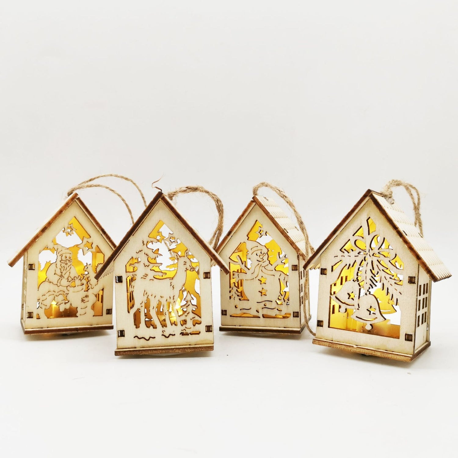 Christmas Wooden Craftwork Christmas Small House Decorations | LUXETHREAD