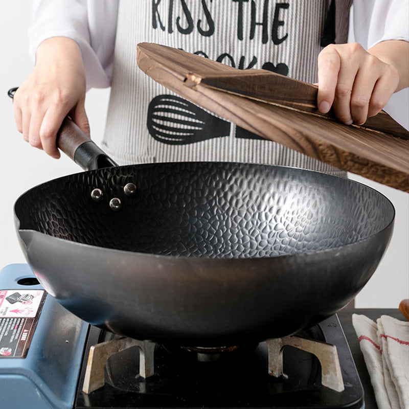 Iron Pan Traditional Iron Wok Handmade | LUXETHREAD