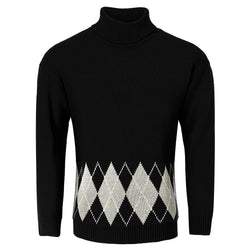 Men's Vintage Argyle Turtlenecks Sweater Thermal Knitted Pullover | LUXETHREAD 