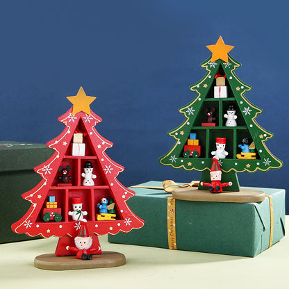 Wooden Christmas Tree Mini Table Decorative Ornament Supplies | LUXETHREAD