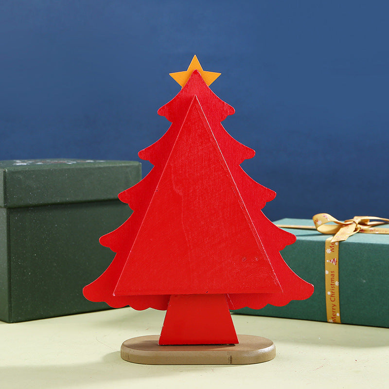 Wooden Christmas Tree Mini Table Decorative Ornament Supplies | LUXETHREAD