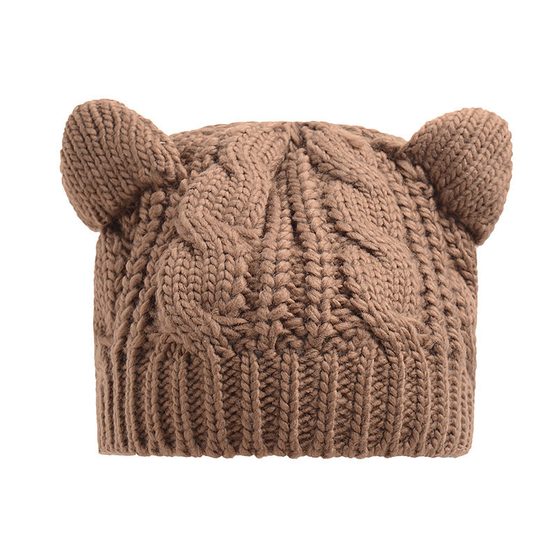 Hand Made 3D Cute Knitted Cat Ear Beanie For Winter | LUXETHREAD