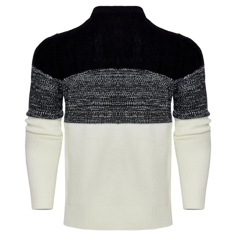 Men's Casual Color Block Long Sleeve Cable Knit Pullover Sweater | LUXETHREAD