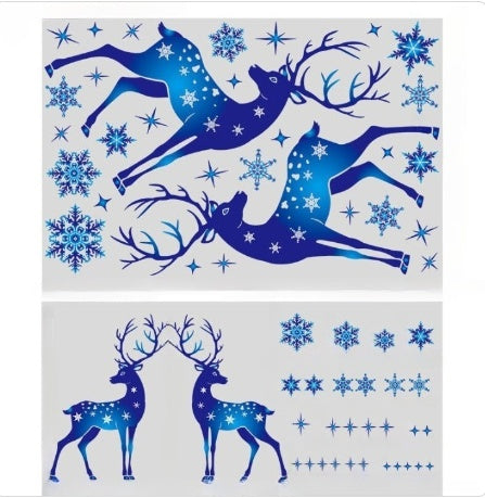 Christmas Elk Snowflake Sticker Decoration Glass Window Kids Room Christmas Wall Stickers Home Decals Decoration | LUXETHREAD